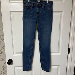 J‎ Crew Stretch Blue Denim Jeans Womens Size 28x30 Skinny Fit Mid Rise Casual
